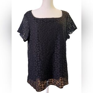 Coldwater Creek Lace Top Black Size Large